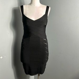 Marciano Black Bandage Dress with sheer sides size small - EUC